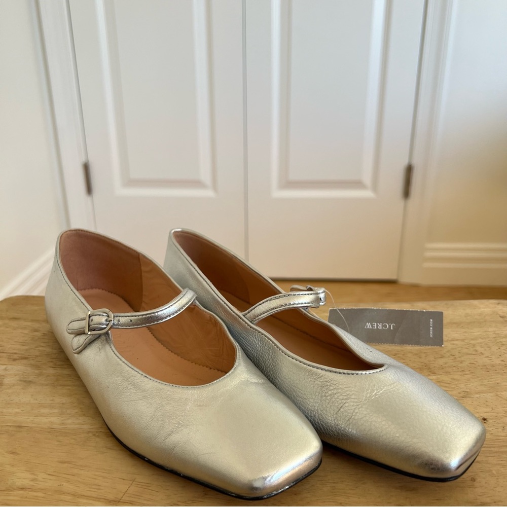 J Crew Anya Ballet flats in silver